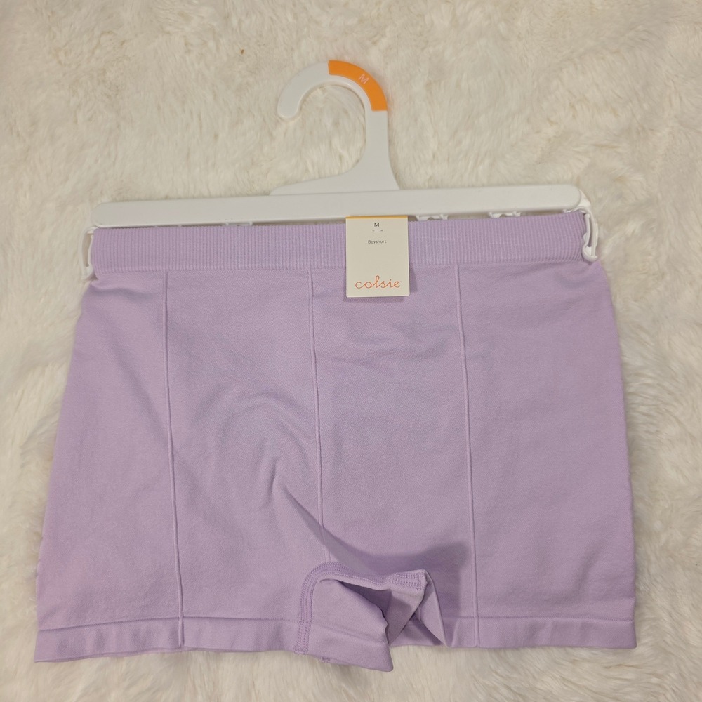 Colsie Boyshort Underwear Womens M Purple NEW Seamless Ribbed 3G279G